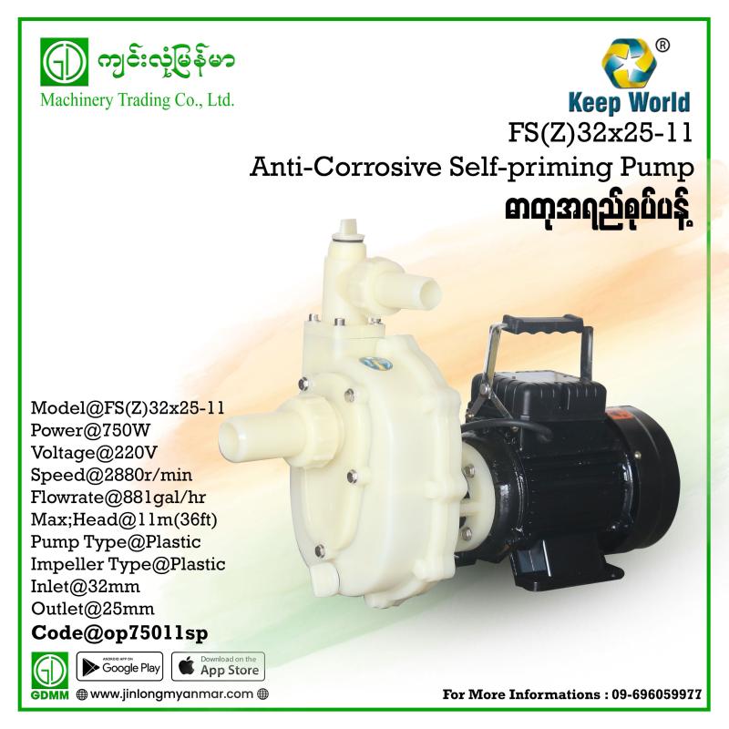 Anti-Corrosive Centrifugal Self-Priming Pump Keep World FS(Z)32×25-11 750W (220V)