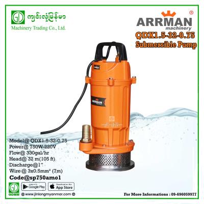 Submersible Pump ARRMAN QDX1.5-32-0.75 0.75Kw 1"
