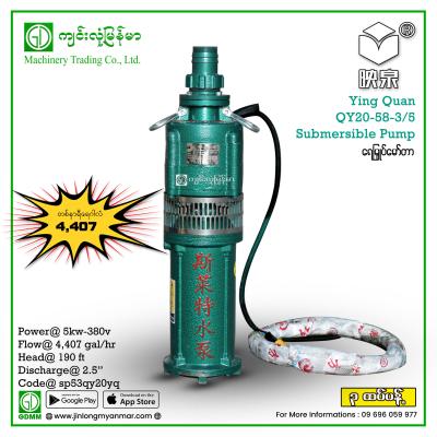 Submersible Pump Ying Quan QY20-58/3-5 5KW (380V)