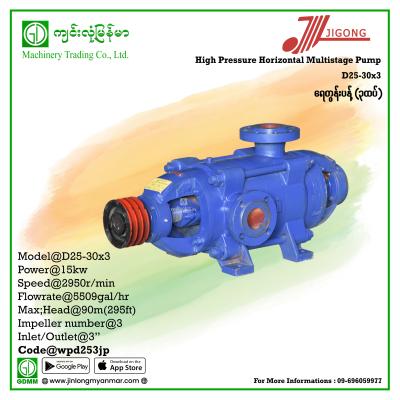 Multistage Pump JIGONG D25-30-3 90m 3"(15Kw Pulley)