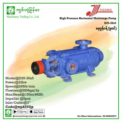 Multistage Pump JIGONG D25-30-5 150m 3"(22kw-Pulley)
