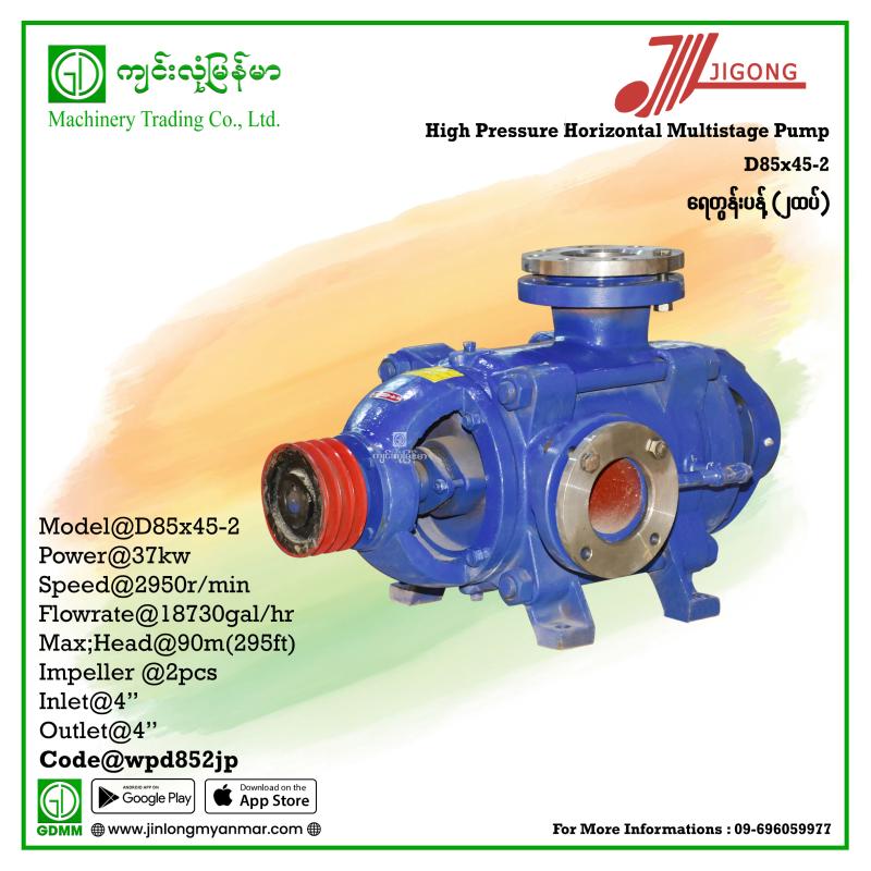Multistage Pump JIGONG D85-45-2 90m (110 mm) (37KW Pulley)