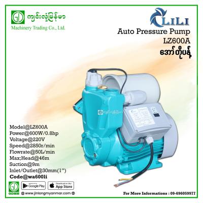 Auto Pressure Pump LILI LZ600A 600W 220V (1Inch x 1Inch)ထွက် အော်တိုပန့်